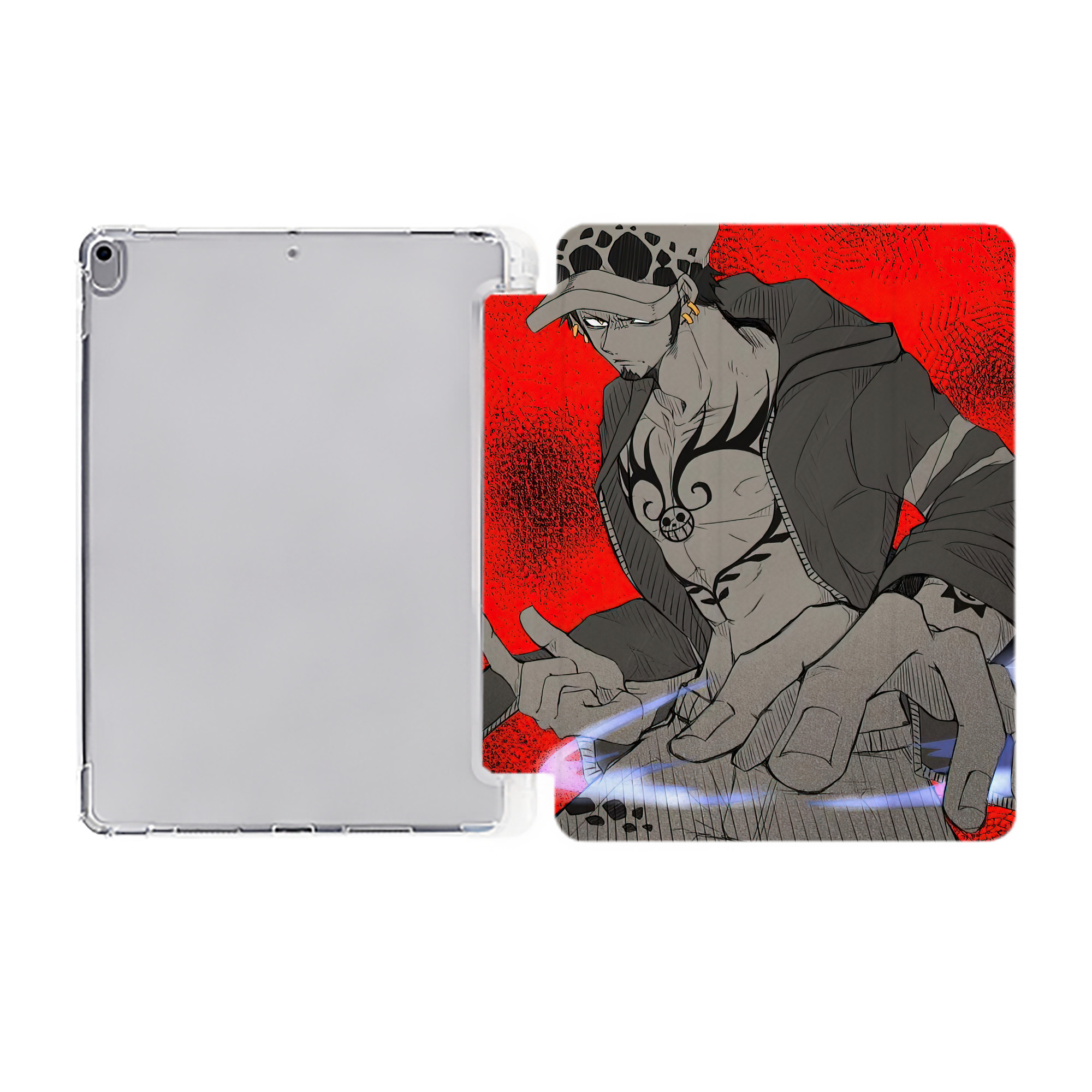 ワンピース ONE PIECE IPad ケース ペン収納付き 三つ折りスタンド PUレザー×シリコン 対応機種9.5/10.5/10.9インチ